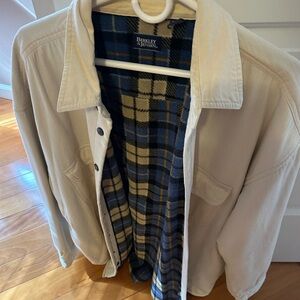Berkley Jensen Men's Beige Jacket with Blue Plaid Interior